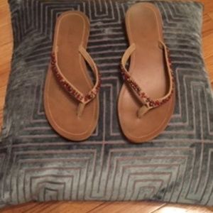 Allie N multi color beaded flip flops size 7